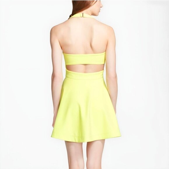 Elizabeth & James Darrien Dress | Halter Circle Skirt Zip Cutout Yellow 2 NWOT - Picture 5 of 10